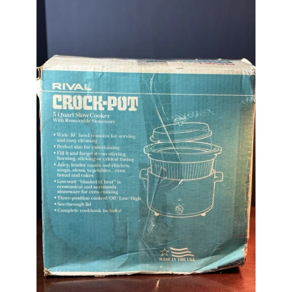 Rival Crock Pot 5 Quart Slow Cooker Model 3355 Blue Flower Design Vintage Used